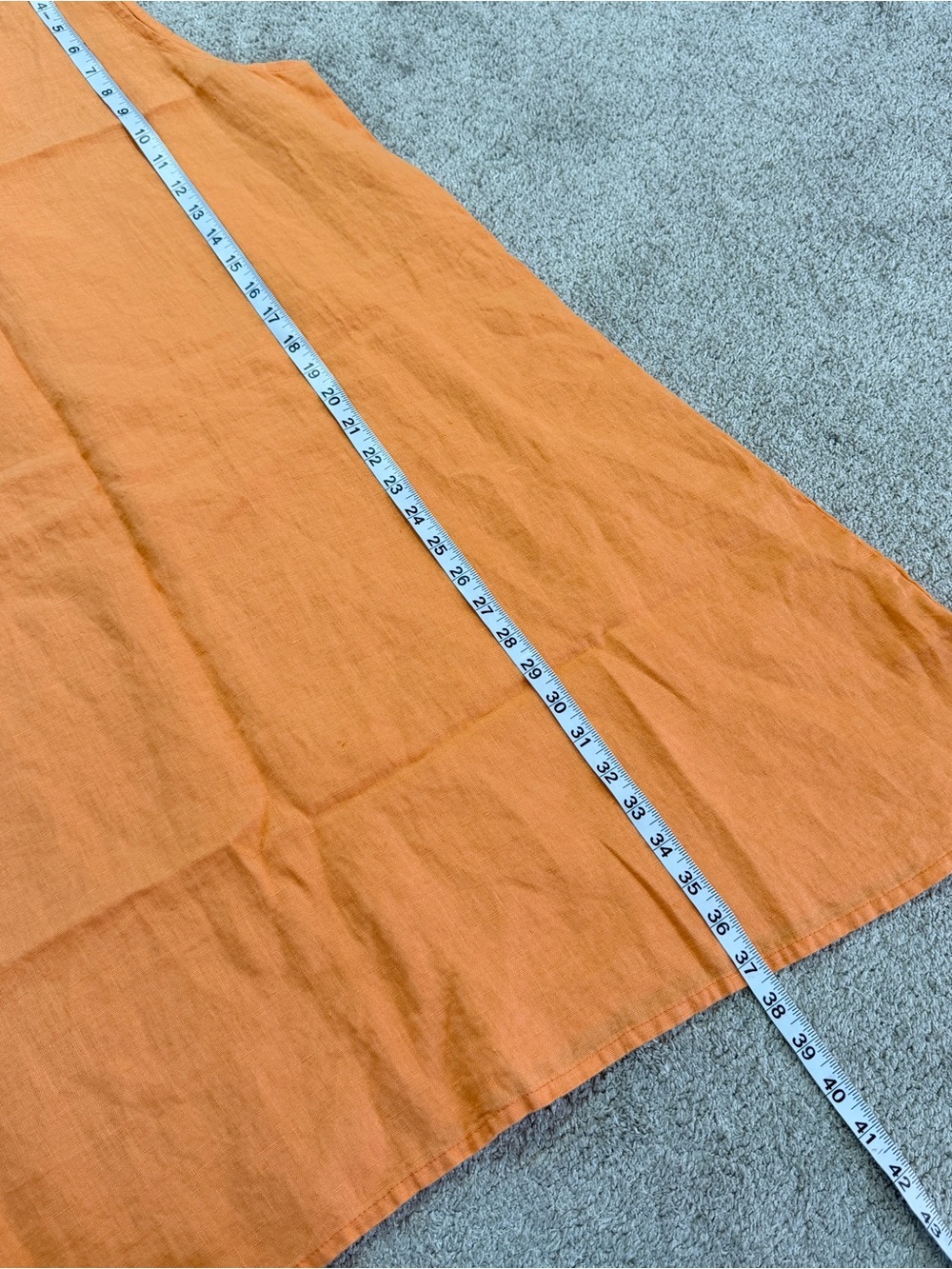 FLAX Women’s 100% Linen Sleeveless A-Line Dress Lagenlook in Apricot Orange L - Picture 11 of 12